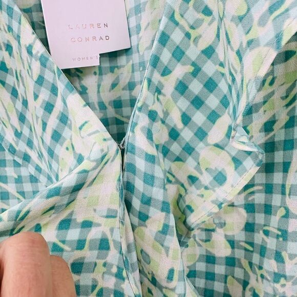 LC Lauren Conrad Ruffle-Neck Flutter-Sleeve Wrap Dress Plus Size 4XL Green NWT - Picture 11 of 16